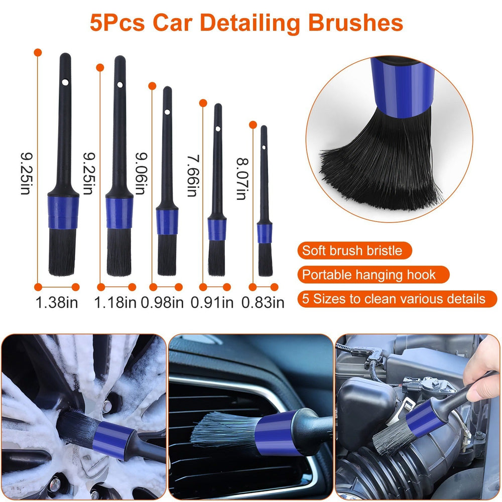26Pcs Car Detailing Brush Kit Exterior Interior Car Cleaning Set Drill Brush Set Car Buffing Sponge Pads Kit For Cleaning Automobile Interior Exterior Wheels Dashboard EX-STOCK
