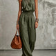 Women's Halter Neck Backless Wide-Leg Jumpsuit | Sleeveless Lace-Up Onesie