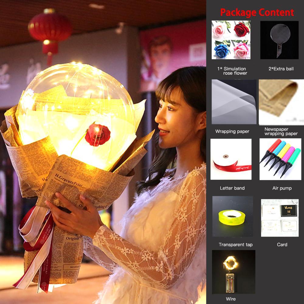 LED Luminous Balloon Rose Bouquet Transparent Bobo Ball Rose EX-STOCK Canada 