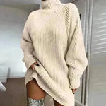Winter Solid Mini Jumper Dress Turtleneck Sweater Dress - EX-STOCK CANADA