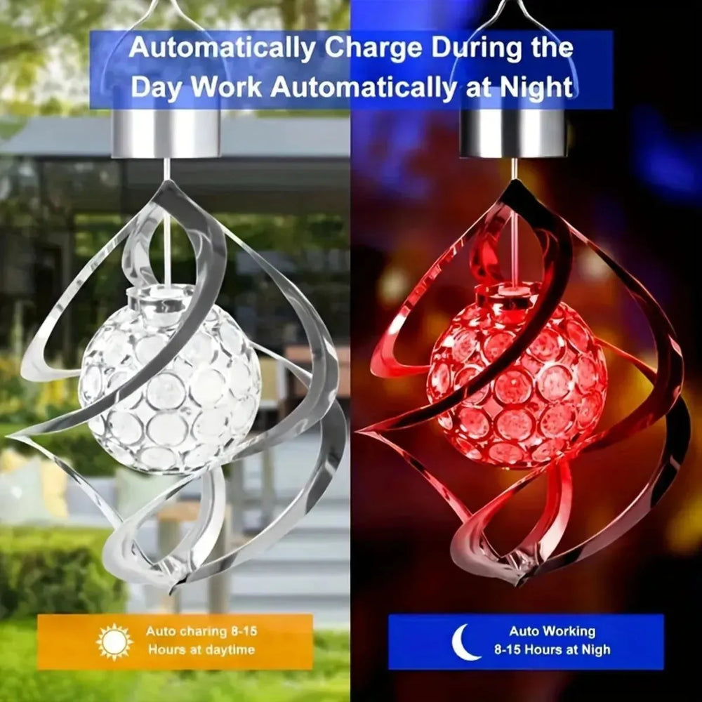 Wind Spinner Solar Light, LED Wind Chimes, Outdoor Decor Changing Color Ball Wind Chimes Solar Hanging Lantern For Home Garden Outdoor Decoration - EX-STOCK CANADA