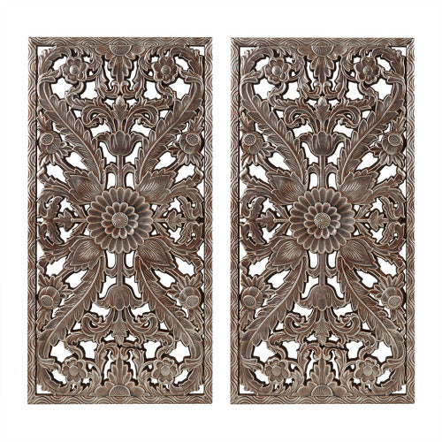 Distressed Carved Wood 2-piece Wall Decor Set EX-STOCK