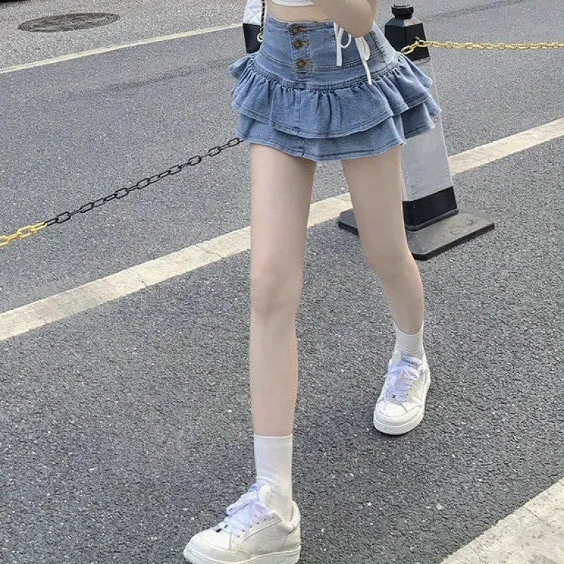 Hot Girl Pure Mini Denim Skirt Women's Summer Jeans Skirt - EX-STOCK CANADA