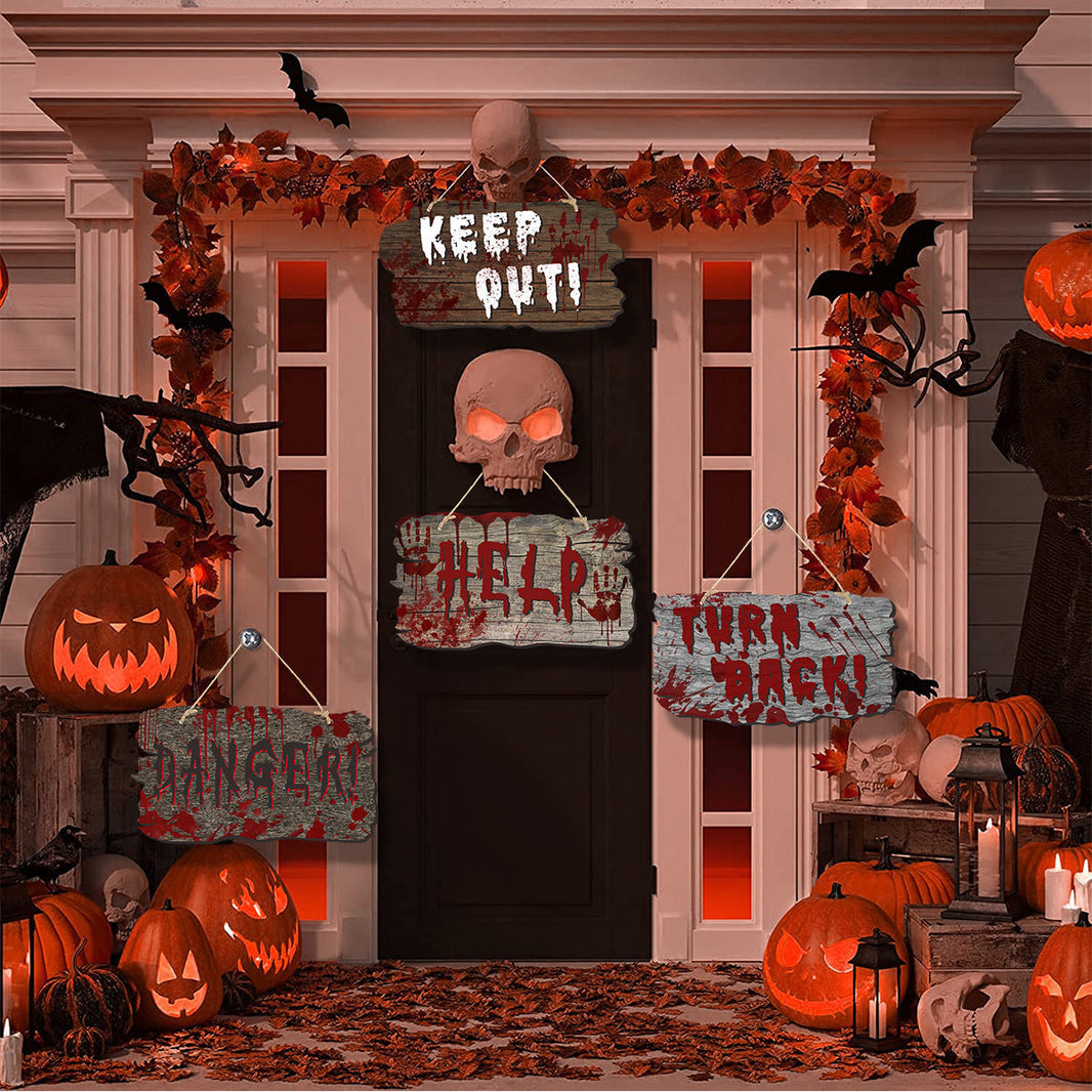 Imitation Wooden Doorplate Ghost Festival Haunted House Horror Atmosphere Decoration EX-STOCK