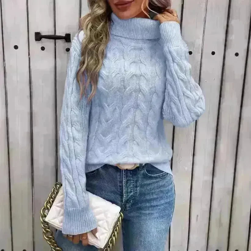 Women's Cable-knit Turtleneck Sweater - EX-STOCK CANADA