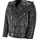 Black leather jacket with zippers on a white background