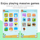 Two screens of a children's educational app with various colorful icons.