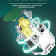 Technical illustration of a mini high-efficiency motor with text on power consumption and efficiency.