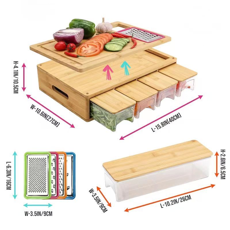 Bamboo Multi-functional Vegetable Cutting Board Cutting Board With Storage Box EX-STOCK Canada 