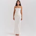 Women’s Strapless Maxi Dress – Backless Slim-Fit Evening Gown