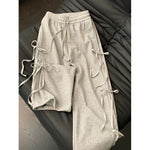 Fashion Vintage Bow lace up Drawstring Wide leg sweat pant for women