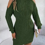 Fashionable Autumn Winter Slim fit Woolen Twist Knitted Mini Sweater Dress - EX-STOCK CANADA