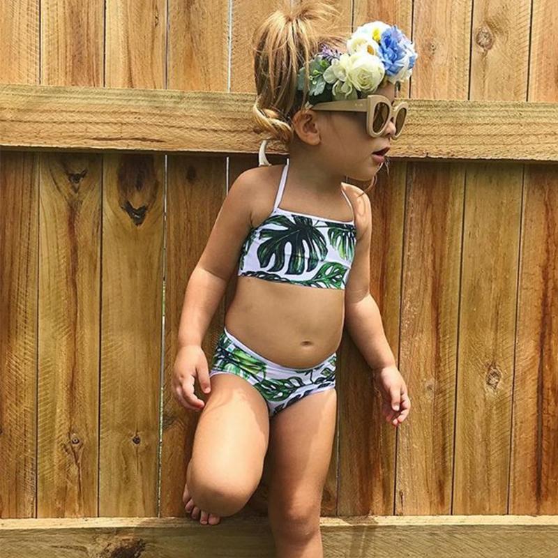 Traje de baño dividido de 2 piezas para niñas pequeñas