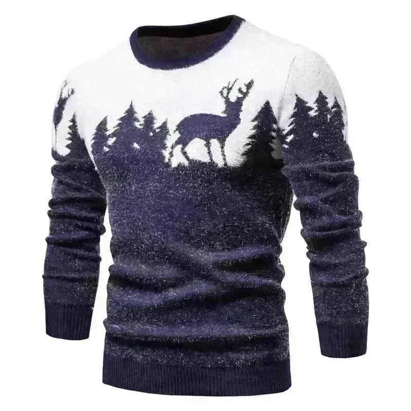 Christmas deer Knit Cashmere sweater for men - EX-STOCK CANADA