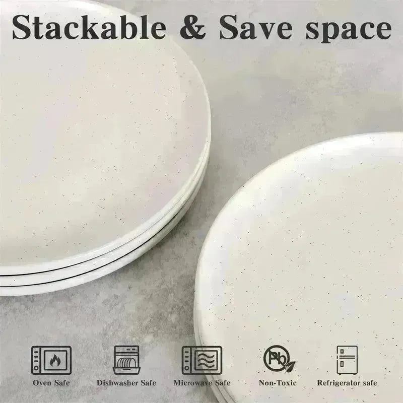 6PCS Flat Ceramic Steak Plate Salad Plates