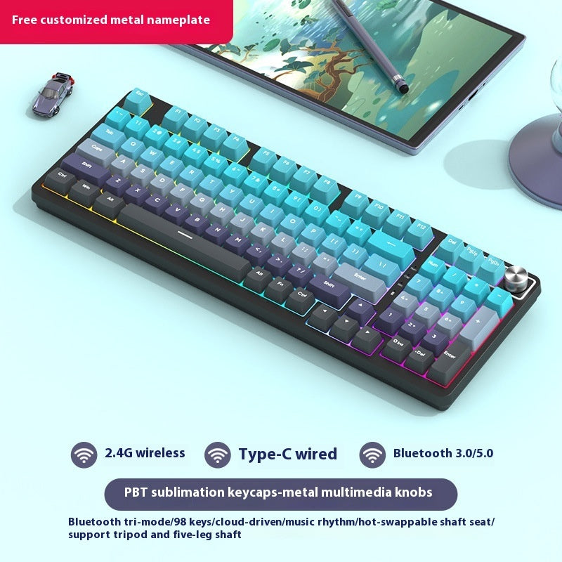 98-Key Wireless Bluetooth Mechanical Keyboard – Triple-Mode Gaming & Office | 30 Styles