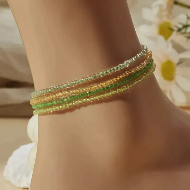 Luminous Bead Colored Beaded Anklet Bracelet - EX-STOCK CANADA