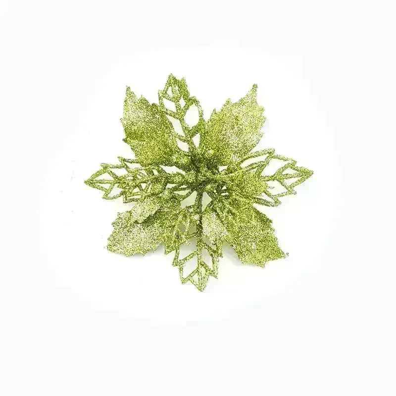 Glitter Artifical Christmas Flowers Christmas Tree Decorations For Home Fake Flowers Xmas Ornaments New Year Decor - EX-STOCK CANADA