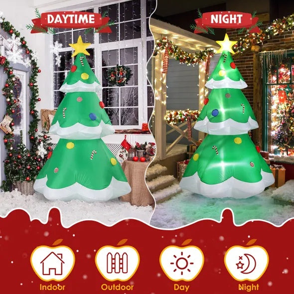 6.9 FT Lighted Christmas Inflatable Decoration, Inflatable Christmas Tree, Blow Up Yard Decorations With Built-in LED Lights For Holiday Party Front Yard Lawn Garden Decor EX-STOCK Canada 