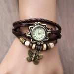 Cowhide winding bracelet watch
