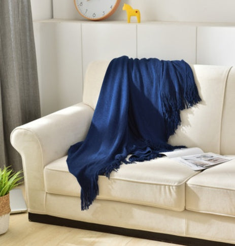 Fringed Knitted Small Blanket Napping Blanket Sofa Blanket EX-STOCK Canada 