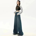 New Simple High Waist Casual Straight-leg Baggy Jeans Pant For Women - EX-STOCK CANADA
