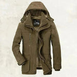 Thickened multi-pocket hooded men's cotton coat