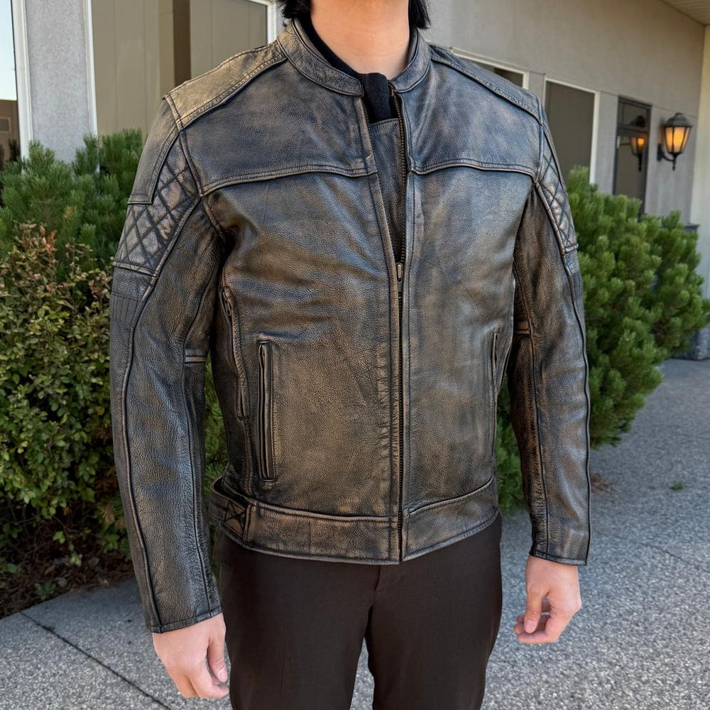 Unik International Men's Reflective Stripe Motorcycle Jacket 