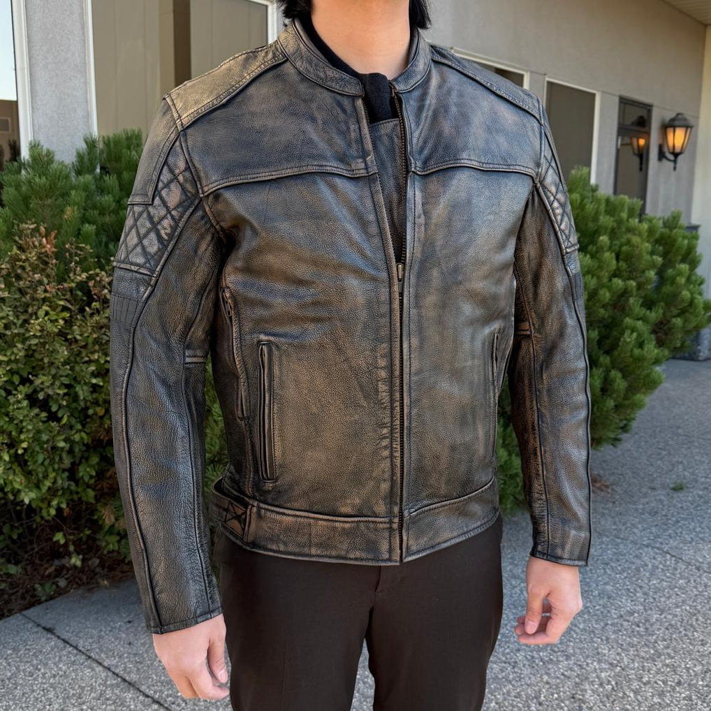 Unik International Men's Reflective Stripe Motorcycle Jacket 