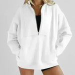 Media cremallera de la mujer Fashion Fashion Casual Ejercicio de sudadera de sudadera de gran tamaño