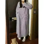 Winter Coral Fleece Sleepwear Women's Nightgown Long Night Dress Pajamas With Pockets Thickened Jacquard Dress Warm Home Clothes