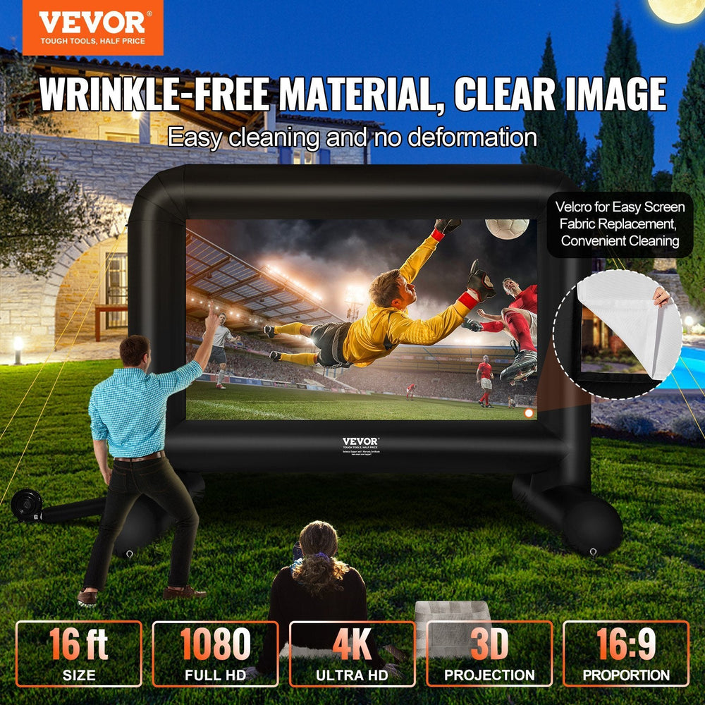 Inflatable Movie Screen, 16 FT Inflatable Projector Screen For Outside With Blower And Carrying Bag, Front Rear Projection, Oxford Fabric Blow Up Screen For Outdoor Parties Backyard Movie Nig EX-STOCK