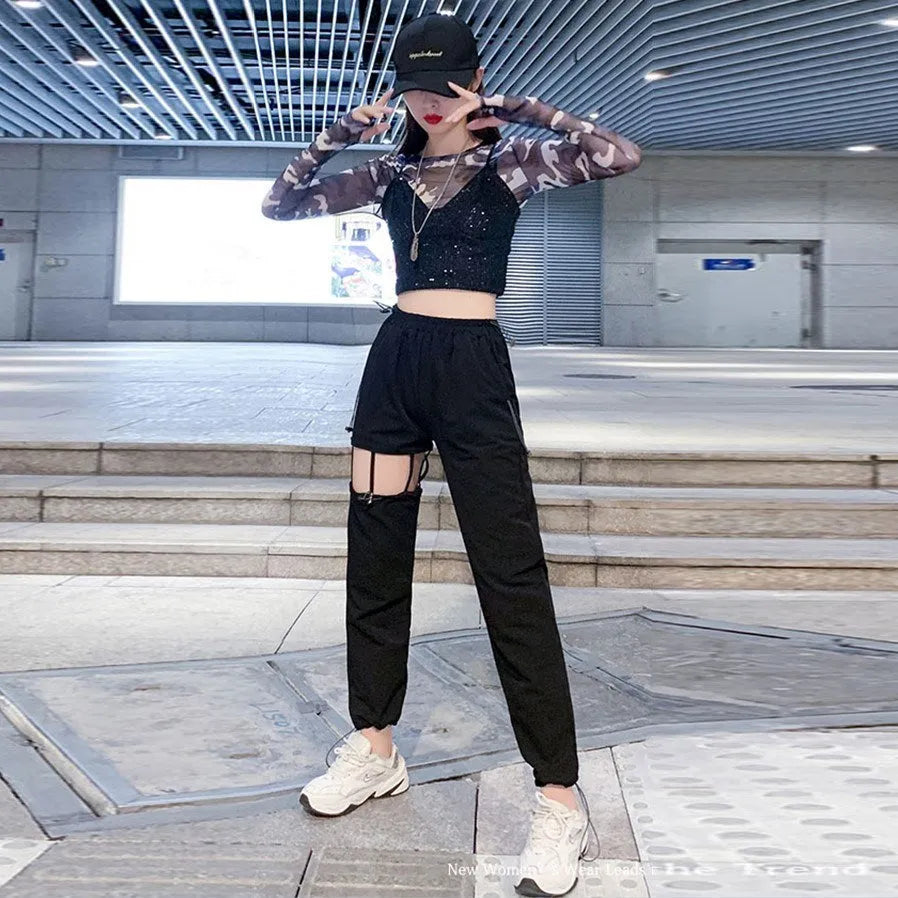 Party Club Dance Hip pop style Two piece Outfit set women - EX-STOCK CANADA