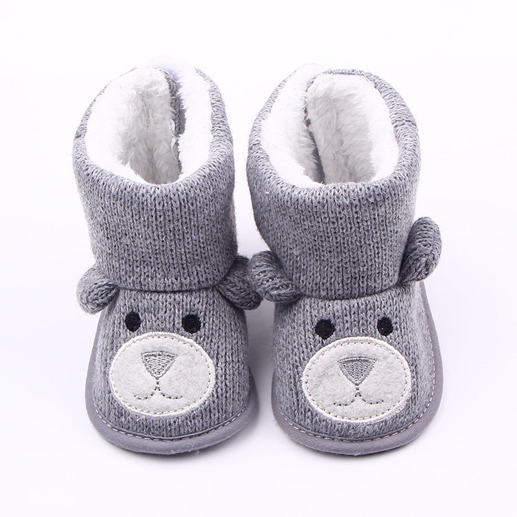 Autumn winter new bear knitting plus baby shoes toddler shoes infant boot EX-STOCK
