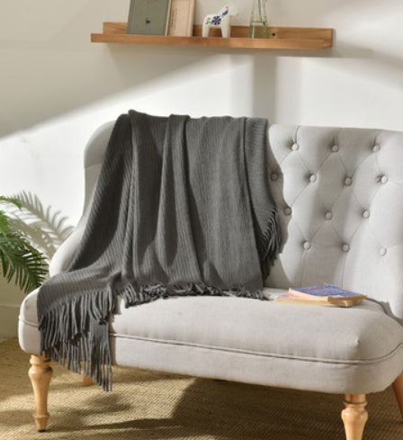 Fringed Knitted Small Blanket Napping Blanket Sofa Blanket EX-STOCK Canada 
