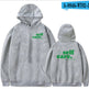 Gray hoodie with 'self care.' text on front and back, on a white background.