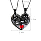 Punk Retro Skull Pendant Halloween Necklace Heart-shaped Magnetic Stitching Love Skull Couple Necklace EX-STOCK