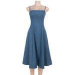 Denim A- Line Dress Women's Hot Girl Strap Length - EX-STOCK CANADA