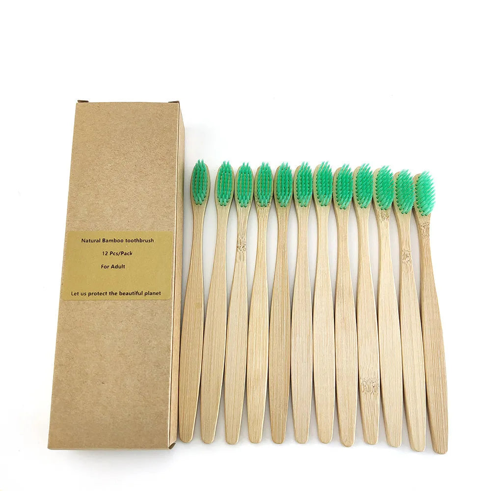 Eco friendly 12 Bamboo toothbrushes - EX-STOCK CANADA