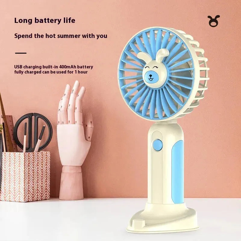 New Summer Cartoon Handheld Mini Usb Rechargeable Fan Desktop Stand - EX-STOCK CANADA