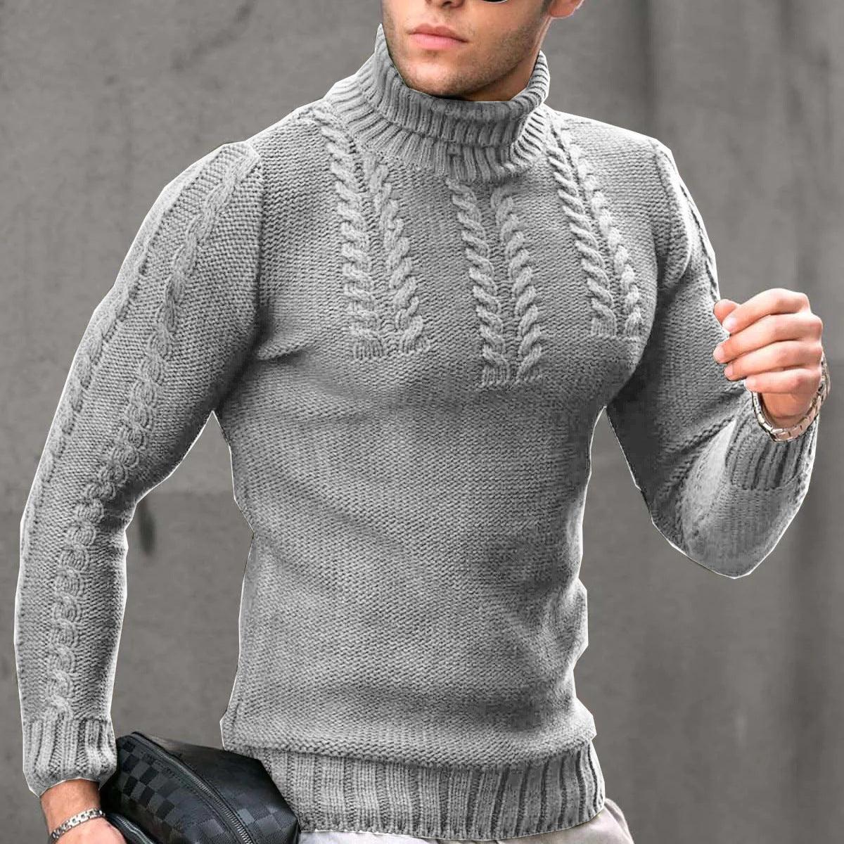 Men's Turtleneck Twisted Long-sleeved Sweater Thermal Head Cover |
