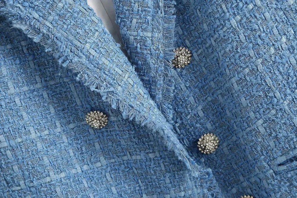 Retro loose suit tweed women's blazer jacket casual women streetwear - EX-STOCK CANADA