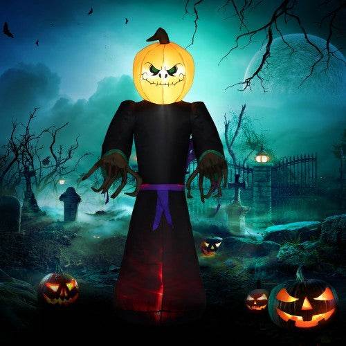 HOMCOM 7 Halloween Inflatable Outdoor Decoration Reaper Ghost Pumpkin, Blow Up LED Yard Decor For Garden, Lawn, Party, Holiday, Waterproo EX-STOCK
