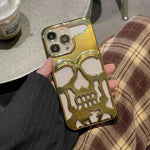 Luxury 3D Skull Metálico Metálico Gótico Caja de teléfono compatible con Apple