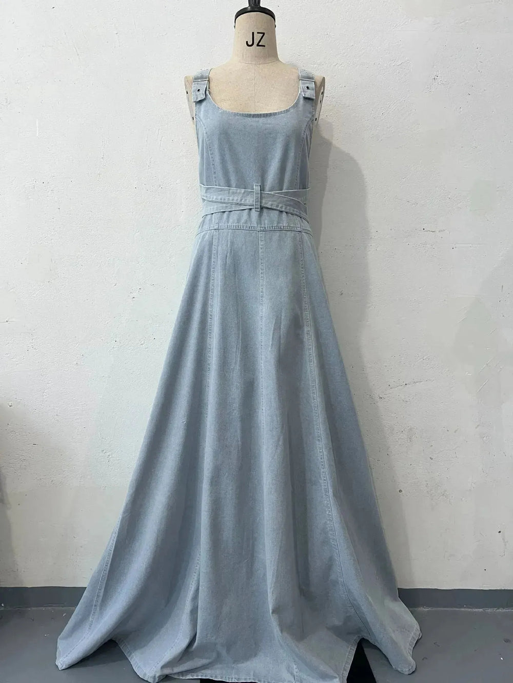 Sexy Denim Tied Spaghetti-strap Dress - EX-STOCK CANADA