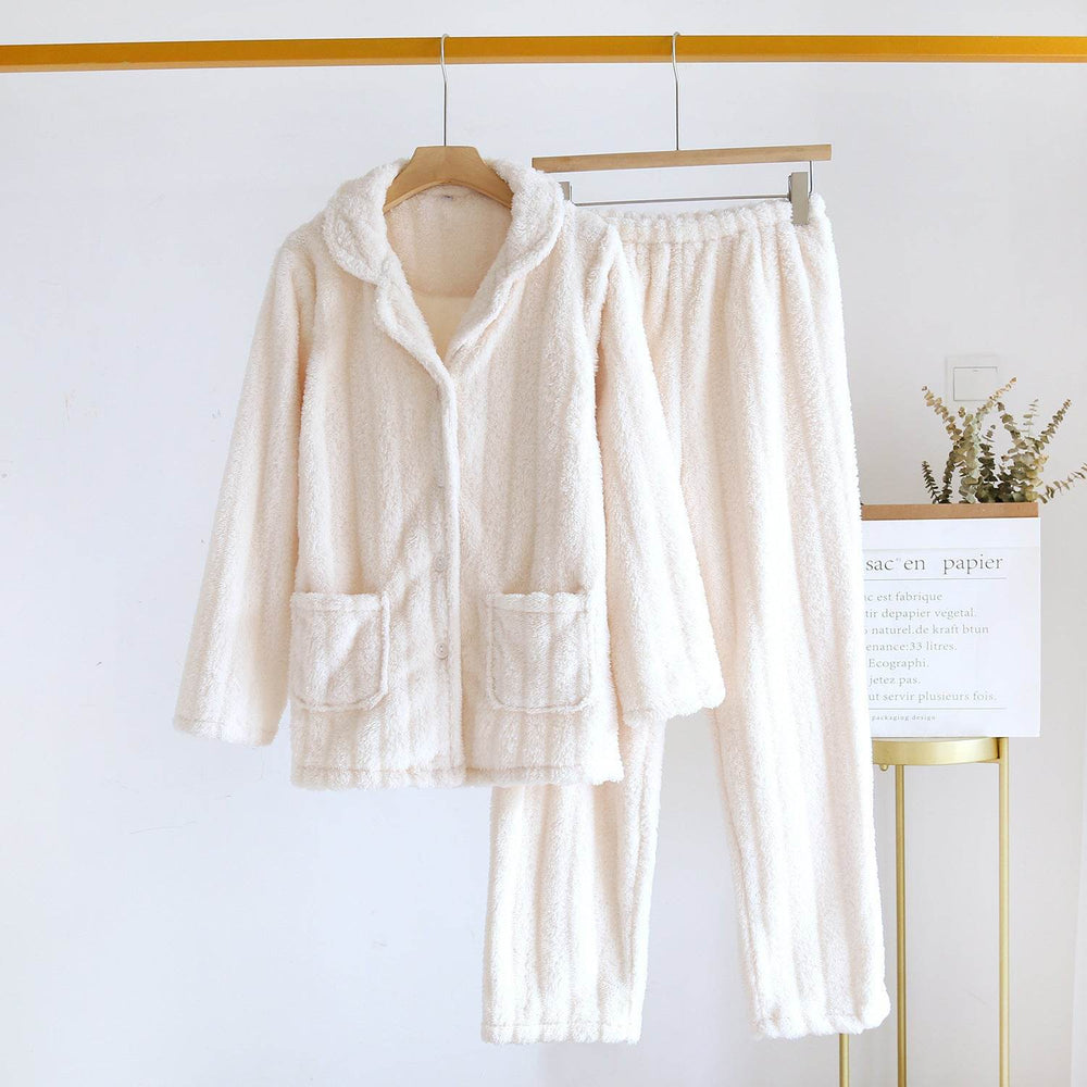 Simple Coral Fleece Couple Pajamas For Women Autumn And Winter - EX-STOCK Canada