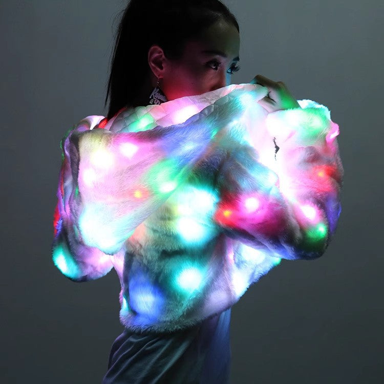 Women's LED light-up faux-fur party coat | EX-STOCK Canada product gallery image 1