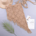 European And American Women's See Through Hollow Knitted tassel fringe Slant Beach Skirt - EX-STOCK CANADA
