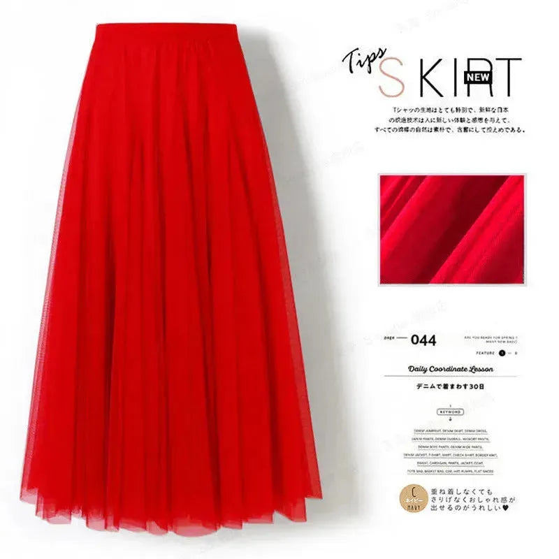 Pleated Mesh Midi Skirt – Women's Prairie Swing Skirt - EX-STOCK CANADA