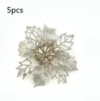 Glitter Artifical Christmas Flowers Christmas Tree Decorations For Home Fake Flowers Xmas Ornaments New Year Decor - EX-STOCK CANADA